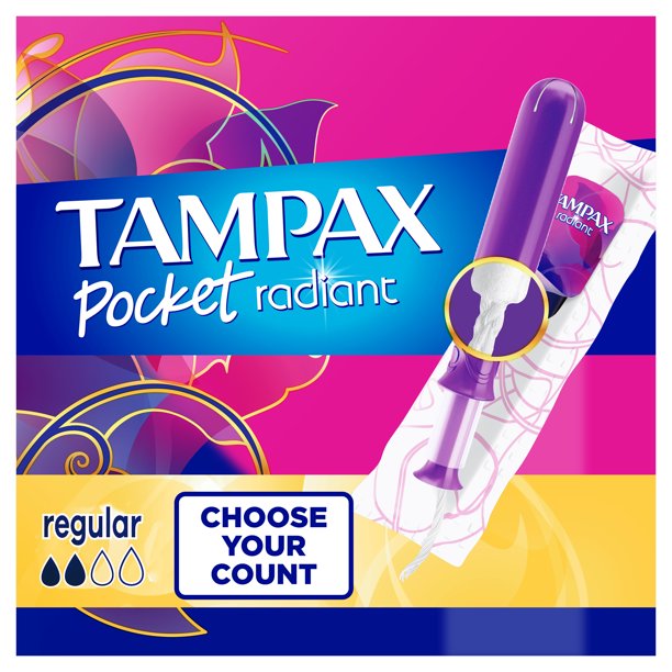 TAMPAX POCKET RADIANT TAMPONS 14 count "Regular" Volusia Coupon Queens