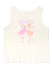 GARANIMALS 365 KIDS LITTLE GIRLS SHIRT Size 6 "White with Screenprint & Fringe"