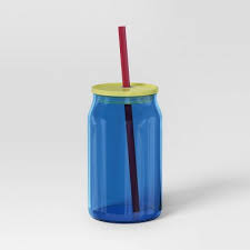 ROOM ESSENTIALS GLASS TUMBLER WITH STRAW 1 count 