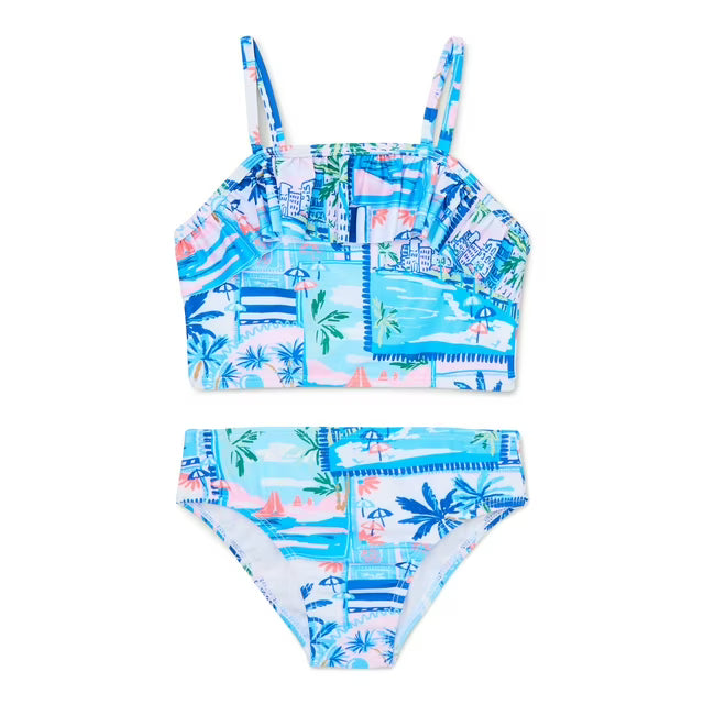 WONDER NATION TODDLER GIRL 2 PIECE TANKINI SWIM SUIT Size 18M 