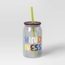 ROOM ESSENTIALS GLASS TUMBLER WITH STRAW 1 count 