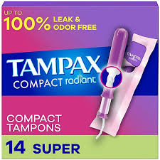 TAMPAX COMPACT RADIANT TAMPONS 14 count 
