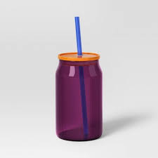 ROOM ESSENTIALS GLASS TUMBLER WITH STRAW 1 count 