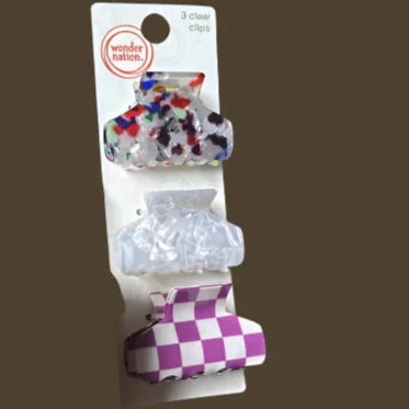 WONDER NATION CLAW CLIPS FOR HAIR 3 count 