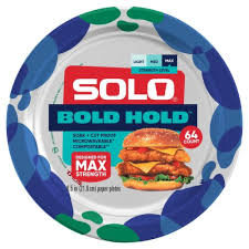 SOLO BOLD HOLD PAPER PLATES 64 count 