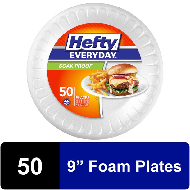 HEFTY FOAM PLATES 50 count 