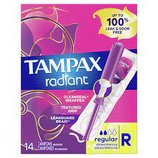 TAMPAX RADIANT TAMPONS 14 count 
