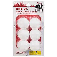 RED JR TABLE TENNIS BALLS 6 count pack 