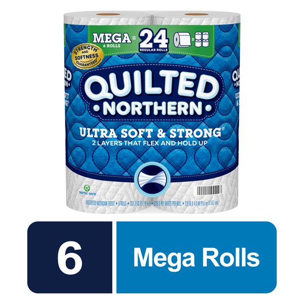 QUILTED NORTHERN TOILET PAPER 6 MEGA ROLL (=24 Rolls) 
