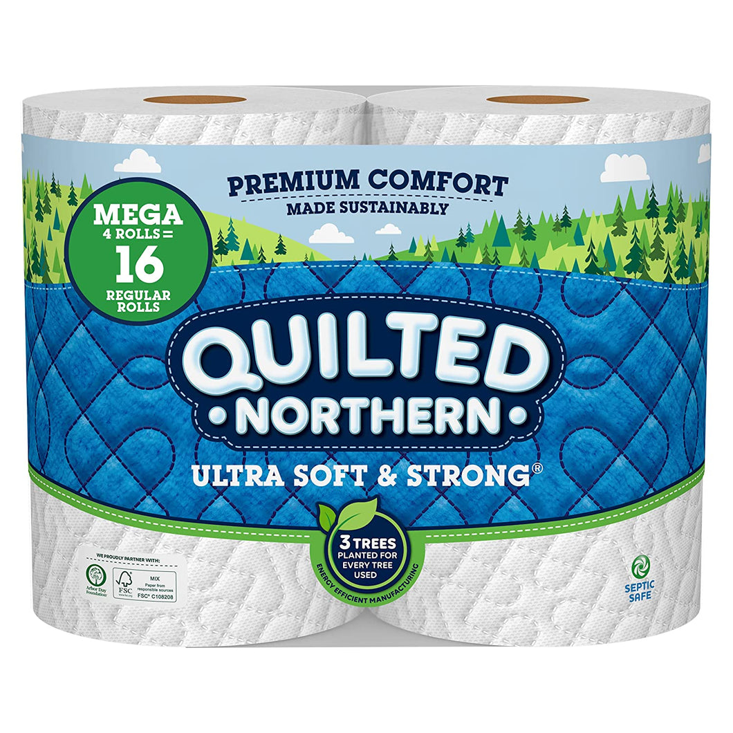 QUILTED NORTHERN TOILET PAPER 4 Mega Rolls 