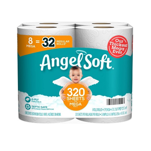 ANGEL SOFT TOILET PAPER 8 Mega Rolls (=32 roll)