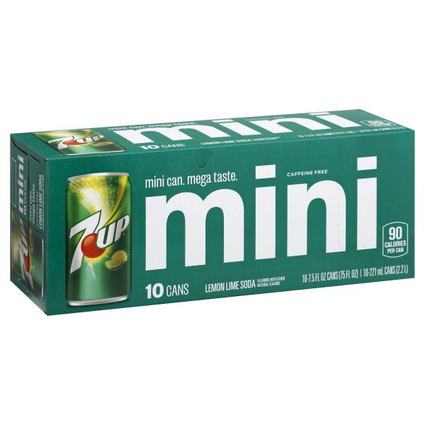 7 UP LEMON LIME SODA  10 Pack Mini Cans
