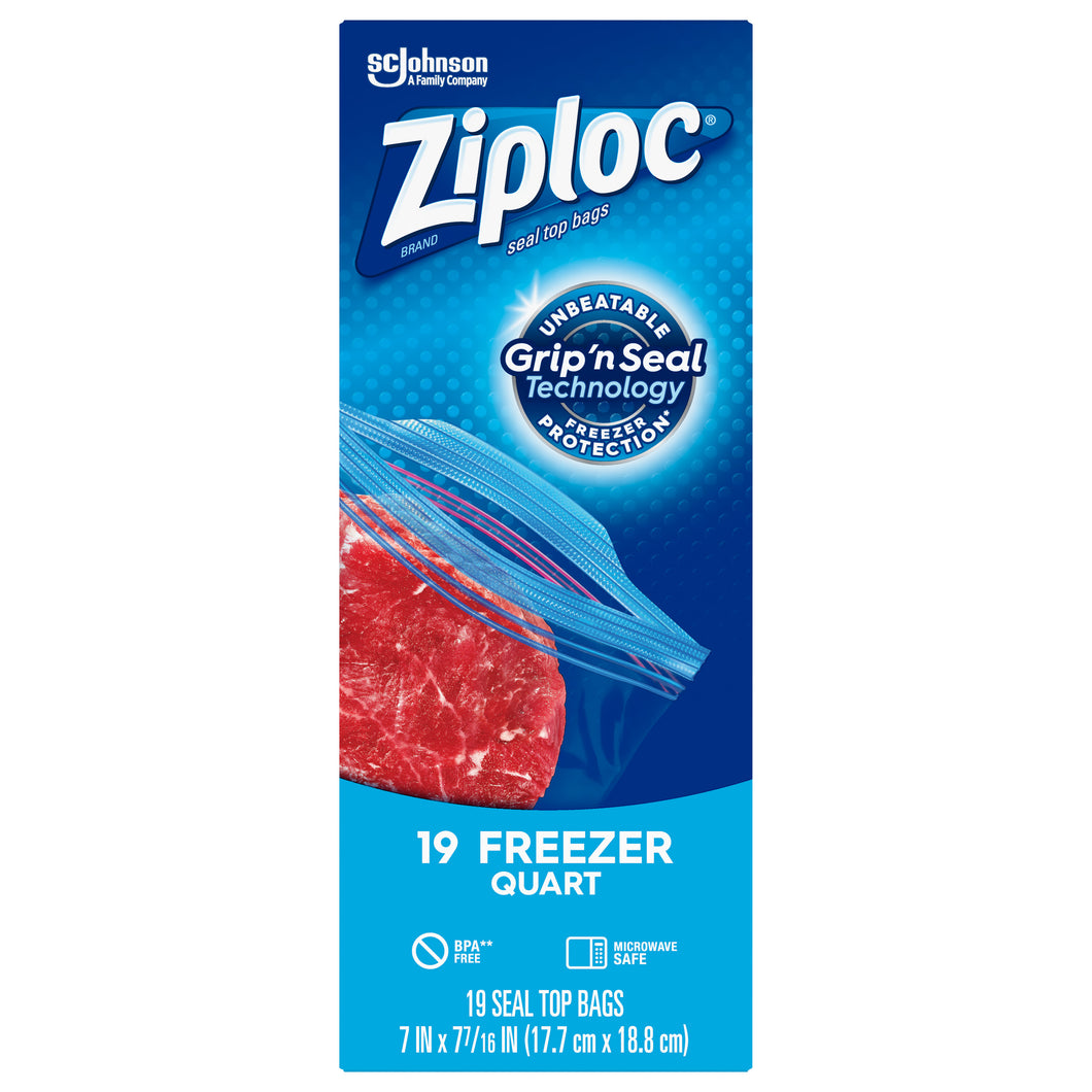 ZIPLOC FREEZER BAGS 19 count 