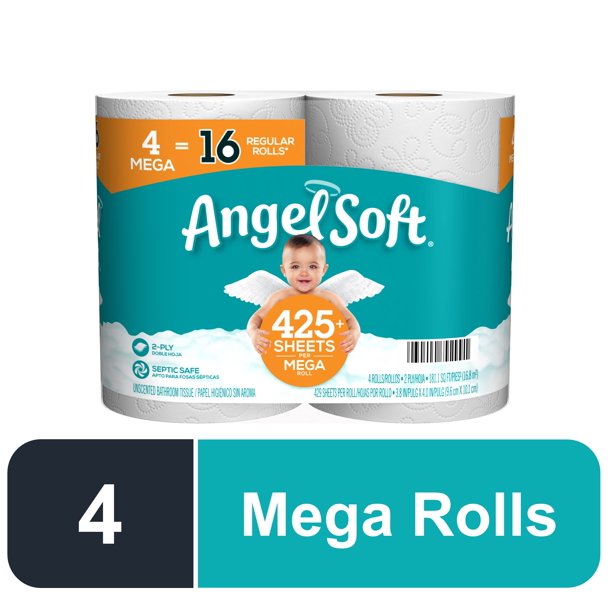 ANGEL SOFT TOILET PAPER 4 Mega Rolls (=16 roll)
