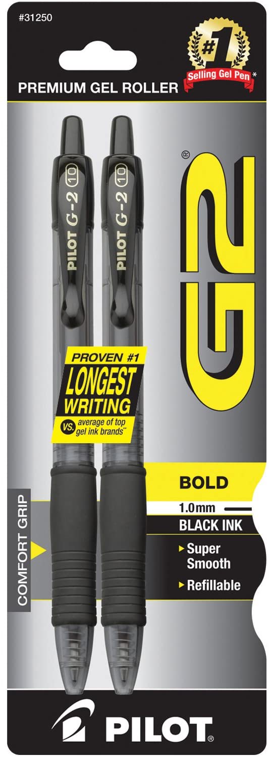 PILOT G2 GEL ROLLER PEN 2 pack 