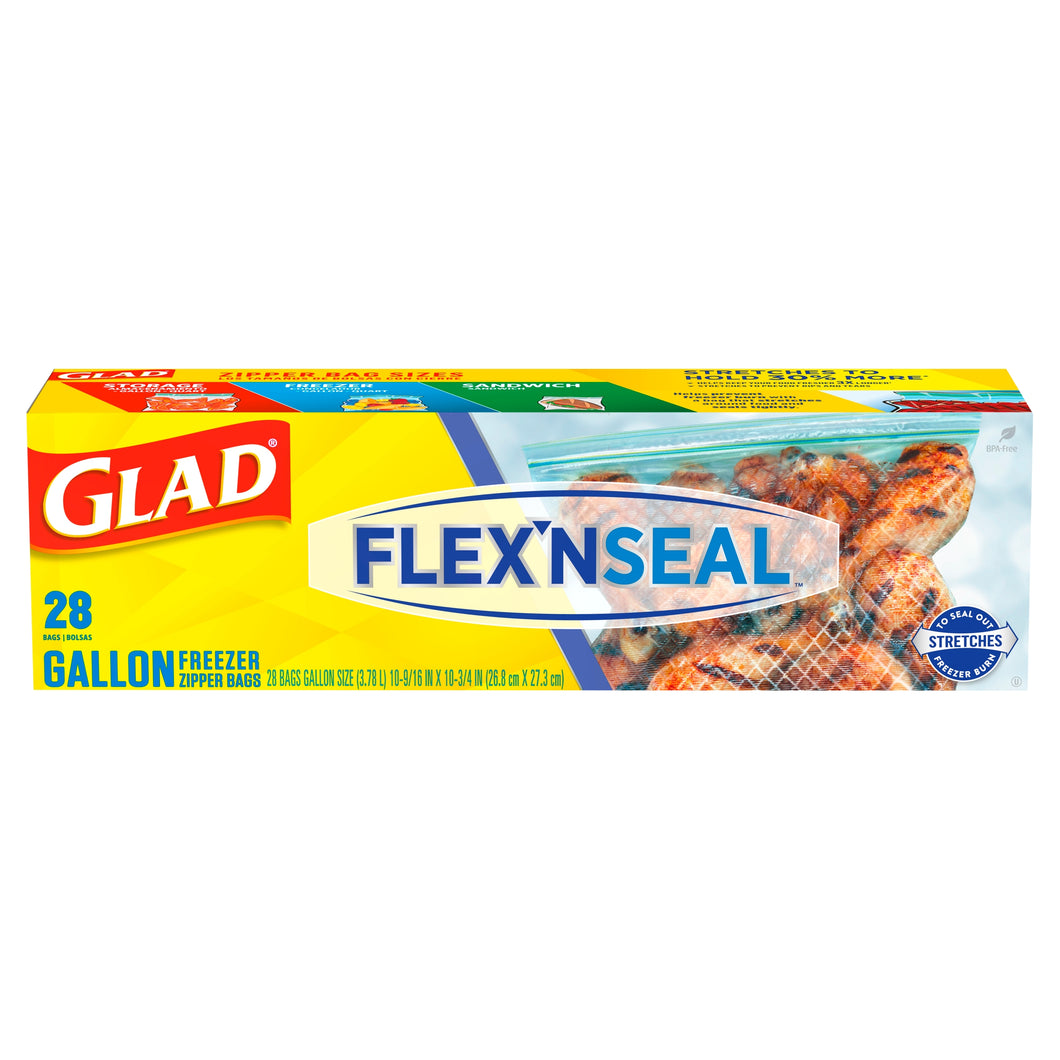 GLAD FLEX N SEAL FREEZER BAGS 28 count 